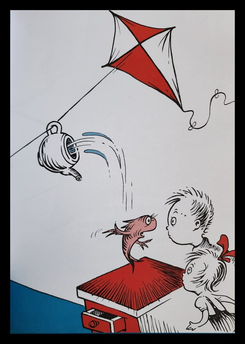 Dr. Seuss 'The Cat in the hat - 1957": Dr. Seuss Title: Dr. Seuss 'The Cat in the hat - 1957" Medium: Offsetlithograph Date Of Print: 1985 Approximate Image Size: 9 x 6.5 inches. Approximate size with mat: 11 x 14 inches. Mat: Professional