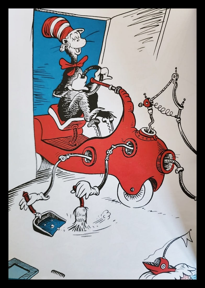 Dr. Seuss 'The Cat in the hat - 1957": Dr. Seuss Title: Dr. Seuss 'The Cat in the hat - 1957" Medium: Offsetlithograph Date Of Print: 1985 Approximate Image Size: 9 x 6.5 inches. Approximate size with mat: 11 x 14 inches. Mat: Professional