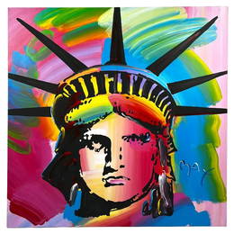 Peter Max LIBERTY HEAD (LARGE PAINTING), Acrylic Painting