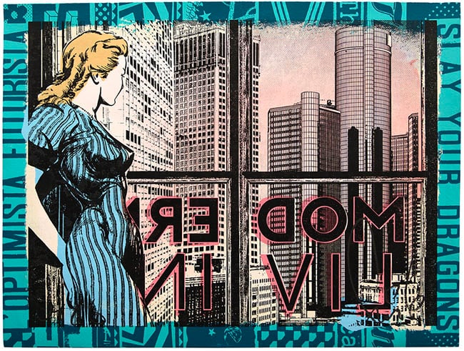 FAILE, MODERN LIVING, 2018,: Artist: FAILE Title: MODERN LIVING Size: 19.5 X 25 INCHES Year: 2018 Medium: HAND EMBELLISHED SCREEN PRINT Edition: OF 250 Description: Hand-painted with acrylic, stained silkscreen on heavy lenox 100
