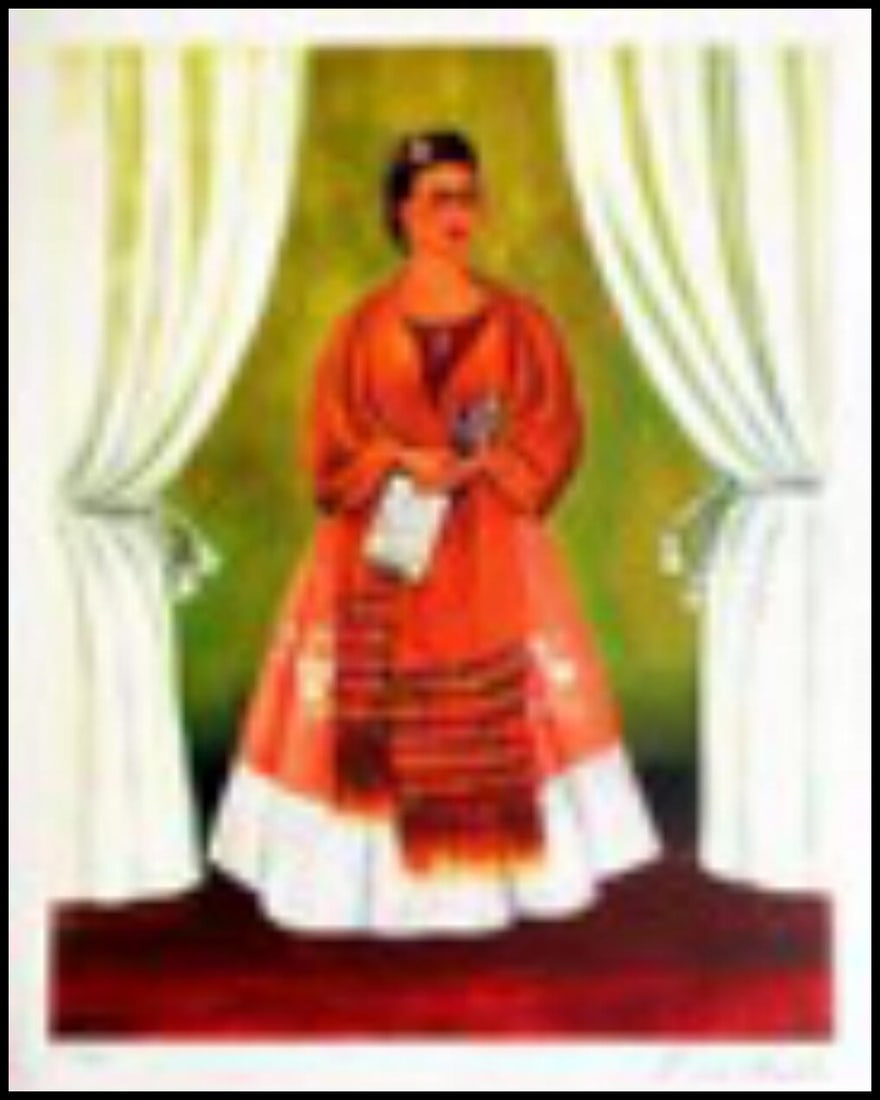 FRIDA KAHLO 'SELF-PORTRAIT DEDICATED TO LEW TROTSKY - 1986': Frida Kahlo "Self-Portrait as Tehuana" Lithograph from an original work by Frida Khalo, printed in 1986 Size- 32 x 42 cm 275 hand-numbered copies The progressive number may be different from the one p