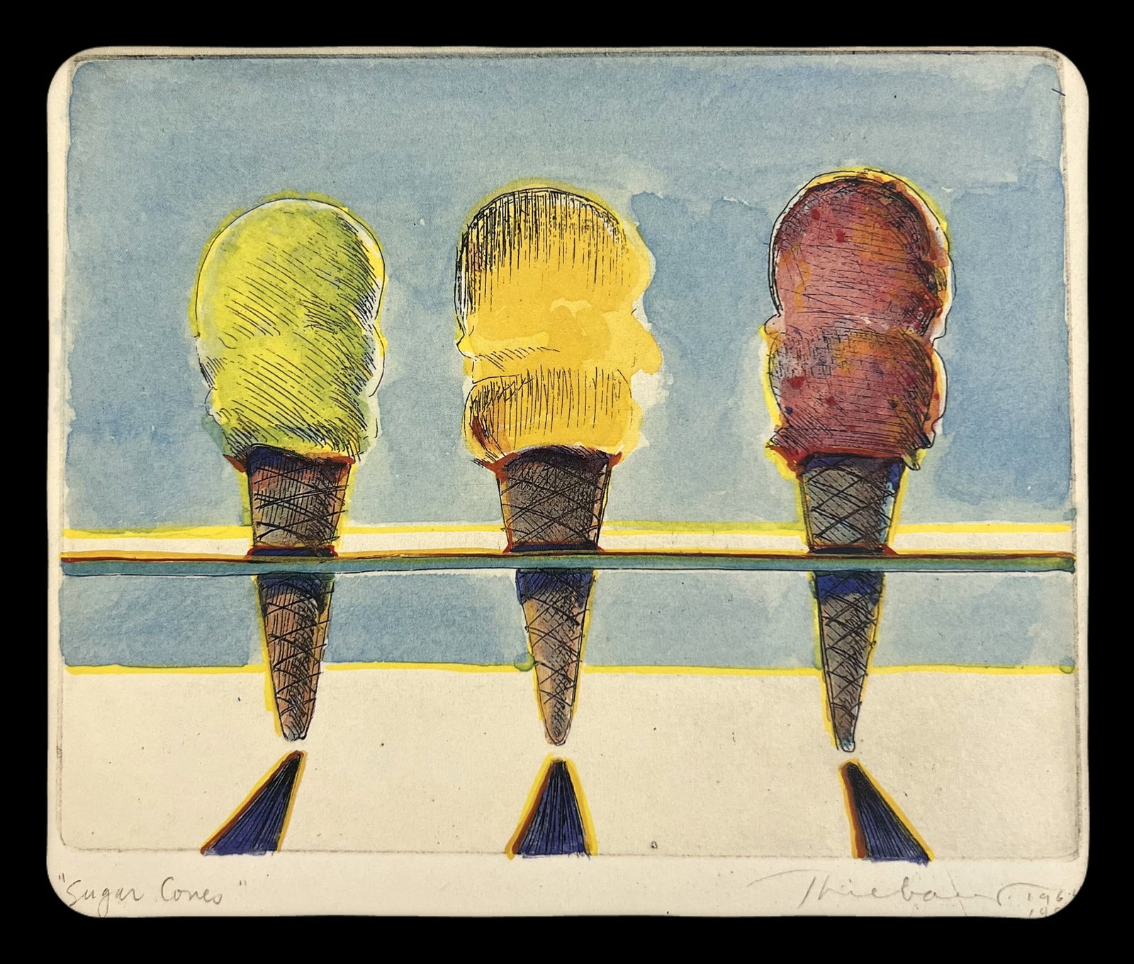 Wayne Thiebaud, Sugar Cones, 1985, Plate Signed, Titled & Dated (1 of 1)