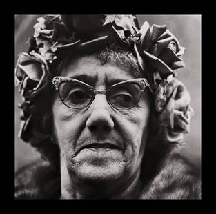 Diane Arbus, Woman in a rose hat, N.Y.C., 1966: Photographer: Diane Arbus Born: March 14, 1923, New York, New York, United States. Died: July 26, 1971, Westbeth Artists Housing, New York, United States. Diane Arbus was an American photographer. Arb