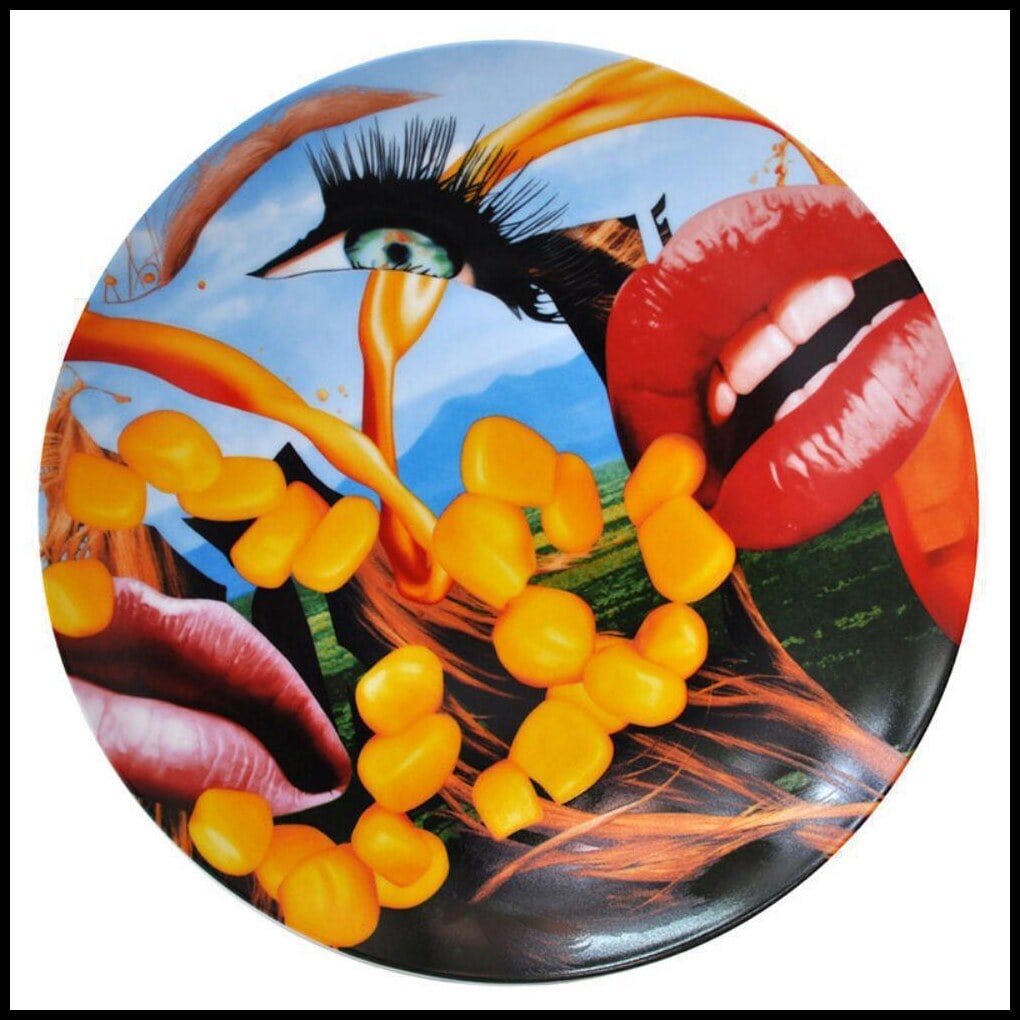 Jeff Koons "Lips -2012" Screenprint On Porcelain Plate: Artist: Jeff Koons Title: "Lips" Year: 2012 Medium: Screenprint on Porcelain Plate Edition: 437/2500 Signature: Signed Verso in Red And Numbered With Bernardaud Markings And Stamp Size: 12.60h x 12.60
