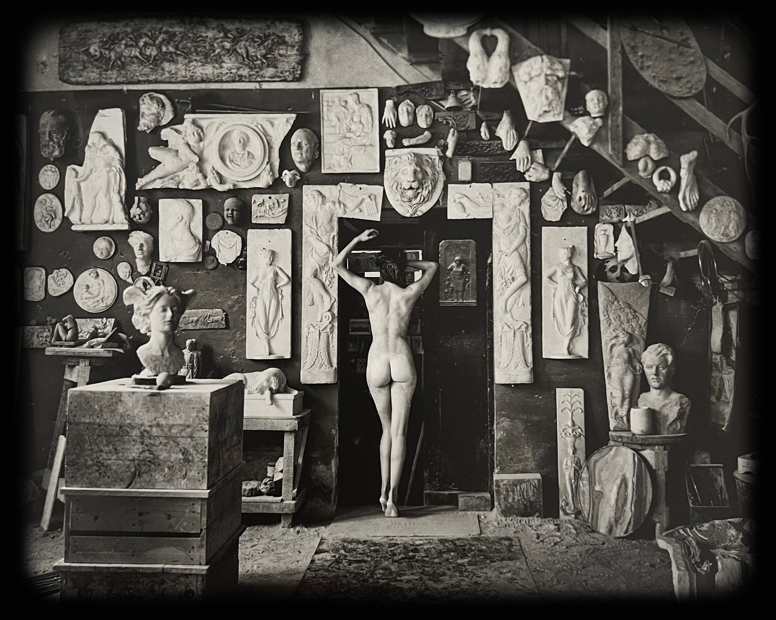 Marc Lagrange, Atlier Pietrasanta 02, 2000's: Photographer: Marc Lagrange was a Belgian photographer known for his nude portraits of female figures. Lagrange created dream-like and fantastical narrative pictures populated by beautiful nudes that