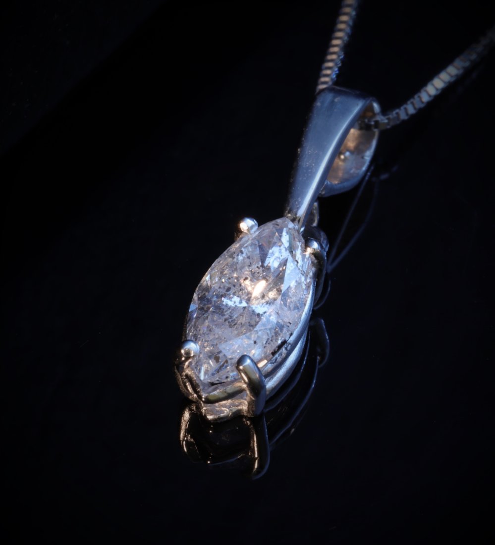 GIA certified Fine Jewelry Natural 0.75 CT Diamond Pendant Necklace Made From 14K White Gold (1 of 3)