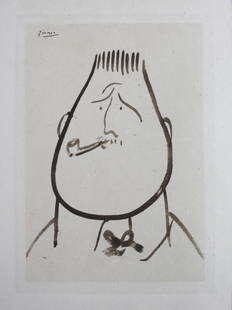 D'aprÃ¨s PICASSO : Portrait d'Apollinaire. Eau forte sur papier de Chine. SignÃ© dans la planche.: D'aprÃ¨s PICASSO : Portrait d'Apollinaire. Eau forte sur papier de Chine. SignÃ© dans la planche. Dim (feuille): 18 x 11.5 cm. Il s'agit du frontispice de l'oeuvre d'Apollinaire, Contemporains