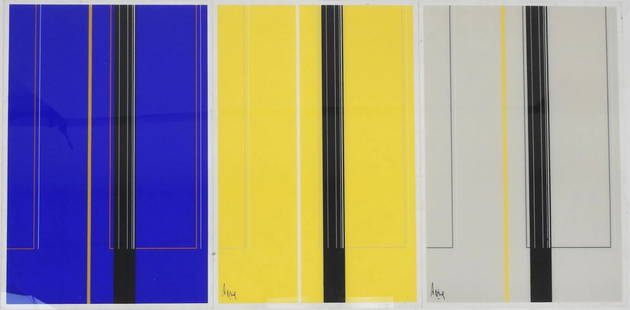 Luc PEIRE (1916-1994) Triptyque SÃ©rigraphie en couleur sur plexiglas signÃ©e en bas Ã gauche.: Luc PEIRE (1916-1994)Triptyque SÃ©rigraphie en couleur sur plexiglas signÃ©e en bas Ã gauche. JustifiÃ©e au revers.60 x 40 cm (chaque)