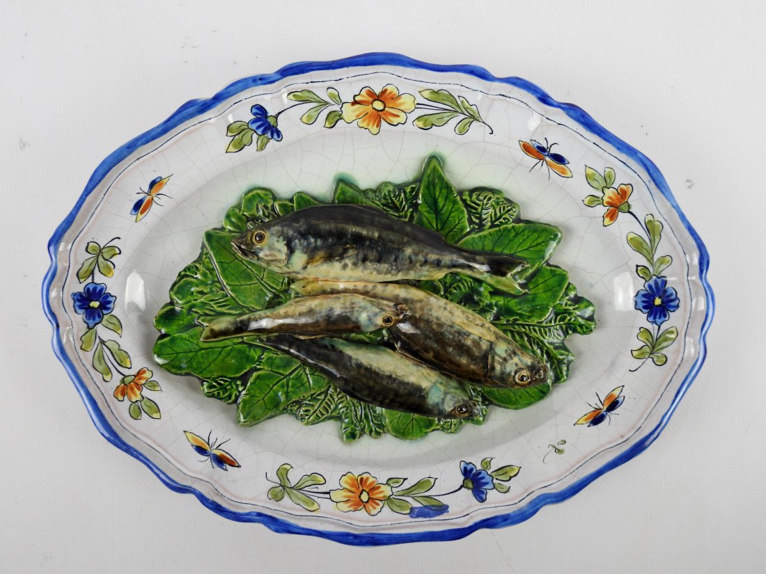 Rare Alfred Renoleau French Oval Faience platter (1 of 3)