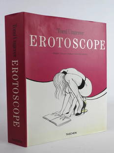 UNGERER: Tomi UNGERER : Erotoscope. Edition Taschen, 2001. Avec dÃ©dicace de lâ€™auteur. 34 x 26 cm. Reliure cartonnÃ©e et illustrÃ©e de lâ€™Ã©diteur avec jaquette illustrÃ©e. PrÃ©face