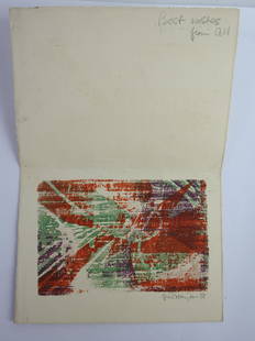 Stanley William HAYTER (1901-1988): Stanley William HAYTER (1901-1988) : Trois cartes illustrÃ©es d'impression signÃ© Hayter 14x 17 - 17 x 24 cm Joint une lettre illustrÃ©e monogrammÃ©e JS 10x11cm (petites dÃ©chirures)Provenan