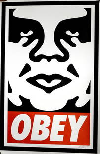 SHEPARD FAIREY: Shepard FAIREY (1970) dit Obey Icon.Serigraphie en couleursSigne en bas a droite et date 20 au graphite dans la marge91 x 61 cm en feuillePetites pliures