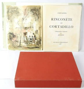 JANSEM: [JANSEM] - CERVANTES Rinconete et Cortadillo. Paris, les Francs Bibliophiles, 1965, in-4 en feuilles sous couv. ill., chemise et emboÃ®tage. Avec 19 lithographies originales en couleurs de Jansem