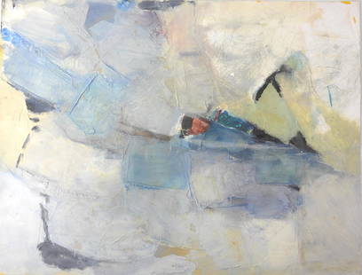 ALIOTTI: Claude ALIOTTI (1925 - 1989) Composition abstraite dans les teintes bleu et jaune. Huile sur papier fort. Non signe. 50 x 65 cm.