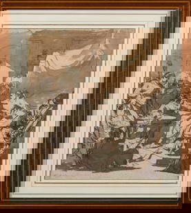 Ecole ITALIENNE du XVIIIeme siecle : Scene de lâ€™histoire ancienne Plume et encre brune, lavis brun: Ecole ITALIENNE du XVIIIeme siecle : Scene de lâ€™histoire anciennePlume et encre brune, lavis brun sur esquisse a la pierre noire38 x 32 cmProvenance : collection Santo Varni (Genes XVIIIe),