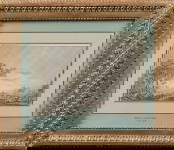 Dirk LANGENDYK (Rotterdam, 1748-1805): Paysage avec cavaliers sur le pont. Lavis aquarelle. Signe et: Dirk LANGENDYK (Rotterdam, 1748-1805): Paysage avec cavaliers sur le pont. Lavis aquarelle. Signe et date 1797 en bas a droite.13,5 x 20cm. Cadre en bois dore.