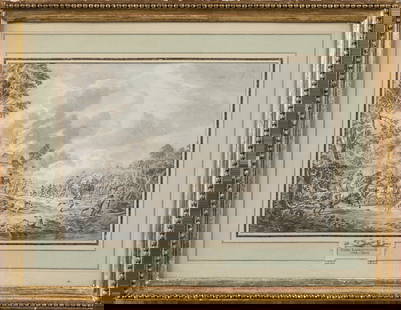 Dirk LANGENDYK (Rotterdam, 1748-1805): Scene de bataille. Lavis dâ€™encre signe en bas a droite.: Dirk LANGENDYK (Rotterdam, 1748-1805): Scene de bataille. Lavis dâ€™encre signe en bas a droite. 17,5 x 27 cm
