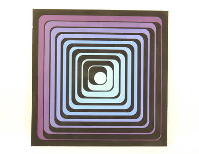 D apres YVARAL (Jean- Pierre Vasarely dit ) (1934-2002): Sans titre. Serigraphie sur carton fort.: D apres YVARAL (Jean- Pierre Vasarely dit ) (1934-2002): Sans titre. Serigraphie sur carton fort. Non signe. 60 x 60 cm Deux trous d epingle. En feuille.