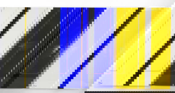 Luc PEIRE (1916-1994) : Triptyque. Sérigraphie en couleur sur plexiglas. Signé en bas à gauche.: Luc PEIRE (1916-1994) : Triptyque. Sérigraphie en couleur sur plexiglas. Signé en bas à gauche. Justifié 39/100 au dos. 60 x 40 cm.