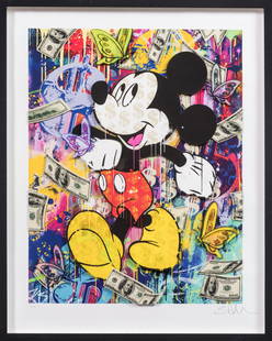 BEN ALLEN (artiste britannique né en 1979) : Mickey. Sérigraphie en 3D. Signé. N°14/25. Dans son: BEN ALLEN (artiste britannique né en 1979) : Mickey. Sérigraphie en 3D. Signé. N°14/25. Dans son cadre. 80 x 64 cm