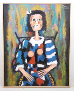 Roland CHANCO (1914-2017) : Marie France. Huile su: Roland CHANCO (1914-2017) : Marie France. Huile sur toile. Signe en haut a droite, contresigne, titre et date 2011 au dos. 92 x 73 cm. Toile montee en cadre bois. 94 x 75 cm. Bibliographie :