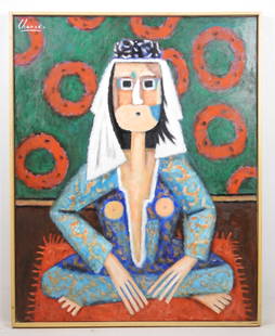Roland CHANCO (1914-2017) : L Odalisque. Huile sur: Roland CHANCO (1914-2017) : L Odalisque. Huile sur toile. Signe en haut a gauche, contresigne, titre et date 2009 au dos. 92 x 73 cm. Toile montee en cadre bois. 94 x 75 cm Bibliographie : Catalogue