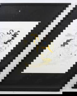 Roland CHANCO (1914-2017) : Contact-Rencontre. Aqu: Roland CHANCO (1914-2017) : Contact-Rencontre. Aquarelle et encre. Signee en bas a droite. 1965. 50 x 40 cm. Montee en cadre noir sous verre dimensions 82 x 62 cm Bibliographie : Catalogue raisonne
