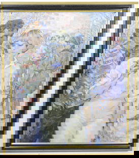 Vladimir Sergei BALZAMOV (1906-1983) : Dialogue l: Vladimir Sergei BALZAMOV (1906-1983) : Dialogue lyrique. Huile sur toile. Annote au revers, signe, titre et date 1979. 99 x 87 - 88x75 cm (a vue).