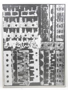 ARMAN (1928-2005) : Culasses sciees. Serigraphie a: ARMAN (1928-2005) : Culasses sciees. Serigraphie argentee sur papier noir. Vers 1970. Signe dans la planche au crayon et numerote N/Z. 83 x 63 cm. Voir Bibliographie : Arman, estampes catalogue