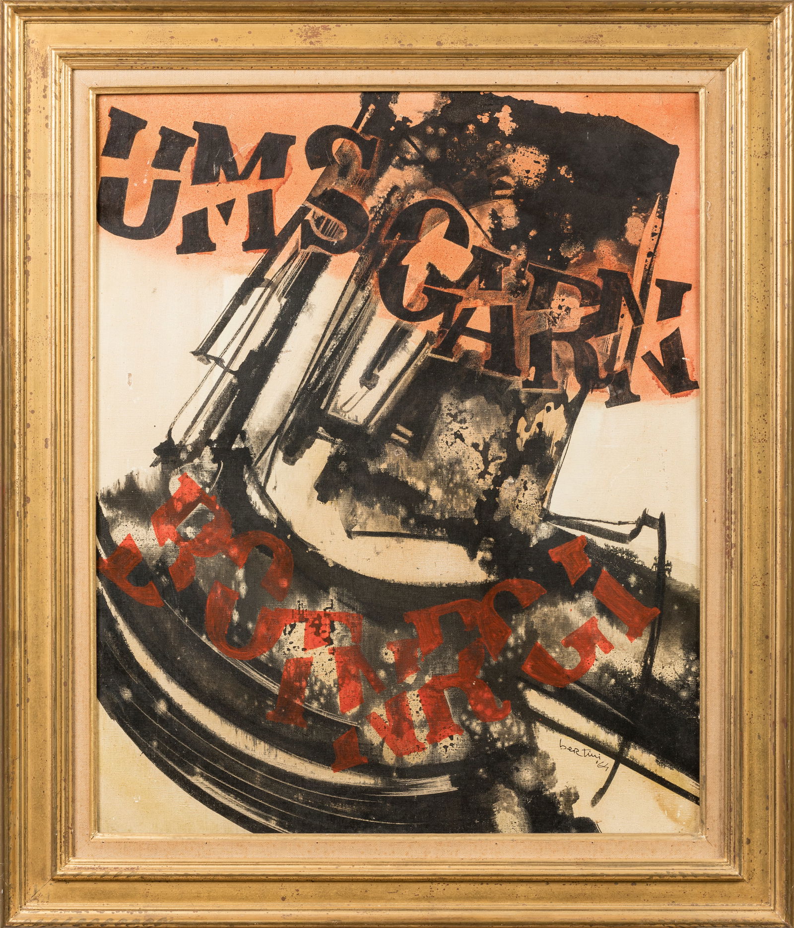 Gianni BERTINI (1922-2010) Garde Thisbe Huile sur: Gianni BERTINI (1922-2010) Garde ThisbeHuile sur toileSignee et datee 64 en bas a droite, contresignee, titree, datee 64 et annotee 11-V-IXIX au revers73,5 x 60 cmPetits accidents a la toile