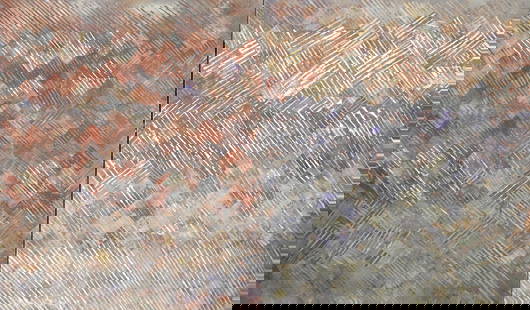 Claude LAGOUTTE (1935-1990) ete 1988 Composition a: Claude LAGOUTTE (1935-1990)ete 1988Composition abstraite dans les teintes rouille, blanche et violetteDiptyque Acrylique sur papier maroufle sur toileTitre et signe en bas a droite pour l'un. Titre,