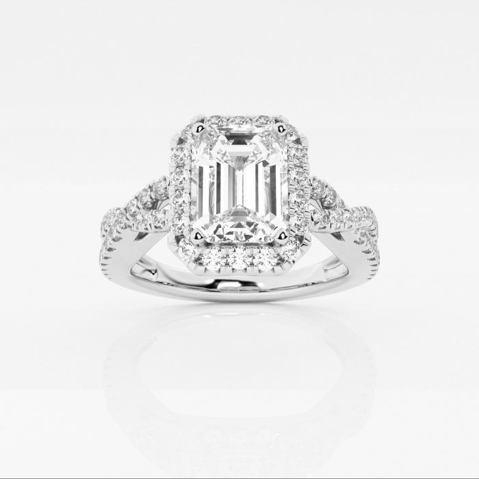1 1/5 ctw Emerald Diamond Crossover Halo Engagement Ring 14K White Gold (1 of 2)