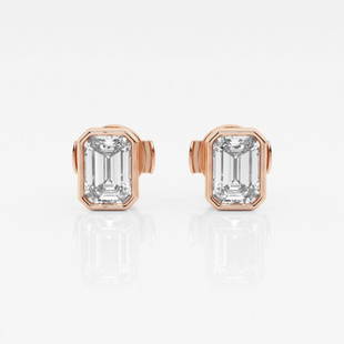 1 1/2 ctw Emerald Diamond Bezel Set Solitaire Stud Earrings 14K Rose Gold: Lab Grown 1 1/2 ctw Emerald Diamond Bezel Set Solitaire Stud Earrings 14K Rose Gold Style: Stud Earrings Total Carat Weight: 1 1/2 ctw Centerstone Carat Wt: 0.75 Centerstone Count: 2 