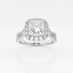 2 3/4 ctw Princess Diamond Oval Side Stones Halo Engagement Ring Platinum: Lab Grown 2 3/4 ctw Princess Diamond Oval Side Stones Halo Engagement Ring Platinum Style: Halo Engagement Ring Total Carat Weight: 2 3/4 ctw Centerstone Carat Wt: 2.0 Centerstone Count: