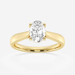 1 ctw Oval Diamond Trellis Solitaire Engagement Ring 14K Yellow Gold