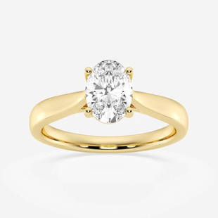 1 ctw Oval Diamond Trellis Solitaire Engagement Ring 14K Yellow Gold: Lab Grown 1 ctw Oval Diamond Trellis Solitaire Engagement Ring 14K Yellow Gold Style: Solitaire Engagement Ring Total Carat Weight: 1 ctw Centerstone Carat Wt: 1.0 Centerstone Count: 1 