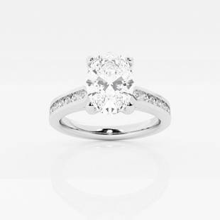1 1/4 ctw Oval Diamond Engagement Ring with Side Accents 14K White Gold: Lab Grown 1 1/4 ctw Oval Diamond Engagement Ring with Side Accents 14K White Gold Style: Side Stone Engagement Ring Total Carat Weight: 1 1/4 ctw Centerstone Carat Wt: 1.0 Centerstone