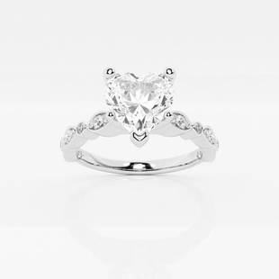 1 1/5 ctw Heart Diamond Engagement Ring with Marquise Shape Side Accents 14K White Gold: Lab Grown 1 1/5 ctw Heart Diamond Engagement Ring with Marquise Shape Side Accents 14K White Gold Style: Side Stone Engagement Ring Total Carat Weight: 1 1/5 ctw Centerstone Carat Wt: 1.0 
