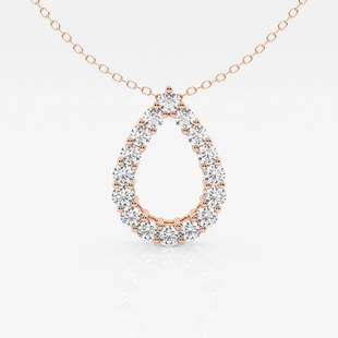 1 ctw Round Diamond Teardrop Fashion Pendant with Adjustable Chain 14K Rose Gold: Lab Grown 1 ctw Round Diamond Teardrop Fashion Pendant with Adjustable Chain 14K Rose Gold Style: Fashion Pendant Total Carat Weight: 1 ctw Centerstone Carat Wt: 0.06 Centerstone Count: