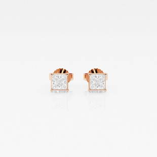 1/2 ctw Princess Diamond Solitaire Stud Earrings 14K Rose Gold: Lab Grown 1/2 ctw Princess Diamond Solitaire Stud Earrings 14K Rose Gold Style: Stud Earrings Total Carat Weight: 1/2 ctw Centerstone Carat Wt: 0.25 Centerstone Count: 2 Diamond Color: