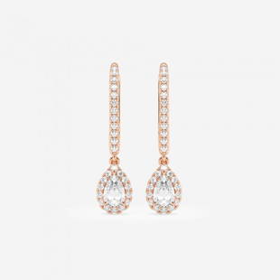 3/4 ctw Pear Diamond Halo Drop Earrings 14K Rose Gold: Lab Grown 3/4 ctw Pear Diamond Halo Drop Earrings 14K Rose Gold Style: Drop Earrings Total Carat Weight: 3/4 ctw Centerstone Carat Wt: 0.25 Centerstone Count: 2 Diamond Color: G+ 