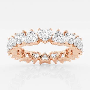 3 5/8 ctw Alternating Heart Diamond Eternity Band 14K Rose Gold: Lab Grown 3 5/8 ctw Alternating Heart Diamond Eternity Band 14K Rose Gold Style: Eternity Band Total Carat Weight: 3 5/8 ctw Centerstone Carat Wt: 0.18 Centerstone Count: 20 Diamond