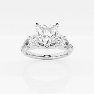 1 1/5 ctw Heart Diamond Swirl Engagement Ring 14K White Gold: Lab Grown 1 1/5 ctw Heart Diamond Swirl Engagement Ring 14K White Gold Style: Side Stone Engagement Ring Total Carat Weight: 1 1/5 ctw Centerstone Carat Wt: 0.75 Centerstone Count: 1 