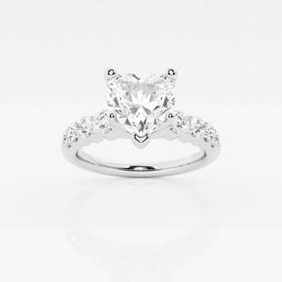 2 1/2 ctw Heart Diamond Graduated Engagement Ring Platinum: Lab Grown 2 1/2 ctw Heart Diamond Graduated Engagement Ring Platinum Style: Side Stone Engagement Ring Total Carat Weight: 2 1/2 ctw Centerstone Carat Wt: 2.0 Centerstone Count: 1 