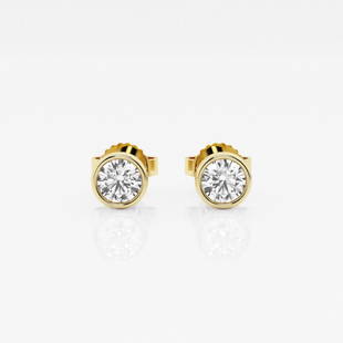 1/2 ctw Round Diamond Bezel Set Solitaire Stud Earrings 14K Yellow Gold: Lab Grown 1/2 ctw Round Diamond Bezel Set Solitaire Stud Earrings 14K Yellow Gold Style: Stud Earrings Total Carat Weight: 1/2 ctw Centerstone Carat Wt: 0.25 Centerstone Count: 2 