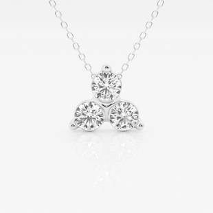 1 ctw Round Diamond Three Stone Fashion Pendant with Adjustable Chain 14K White Gold: Lab Grown 1 ctw Round Diamond Three Stone Fashion Pendant with Adjustable Chain 14K White Gold Style: Fashion Earrings Total Carat Weight: 1 ctw Centerstone Carat Wt: 0.33 Centerstone
