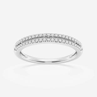 1/4 ctw Round Diamond Double Row Stackable Ring 14K White Gold: Lab Grown 1/4 ctw Round Diamond Double Row Stackable Ring 14K White Gold Style: Stackable Ring Total Carat Weight: 1/4 ctw Centerstone Carat Wt: 0.01 Centerstone Count: 46 Diamond