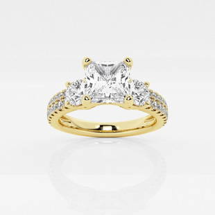 3 ctw Asscher Diamond Engagement Ring with Double Row Side Side Accents 14K Yellow Gold: Lab Grown 3 ctw Asscher Diamond Engagement Ring with Double Row Side Side Accents 14K Yellow Gold Style: Side Stone Engagement Ring Total Carat Weight: 3 ctw Centerstone Carat Wt: 2.0 