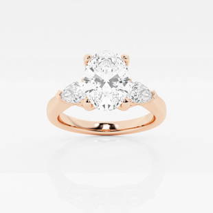 1 1/8 ctw Oval Diamond Engagement Ring with Pear Side Accents 14K Rose Gold: Lab Grown 1 1/8 ctw Oval Diamond Engagement Ring with Pear Side Accents 14K Rose Gold Style: Side Stone Engagement Ring Total Carat Weight: 1 1/8 ctw Centerstone Carat Wt: 0.75 
