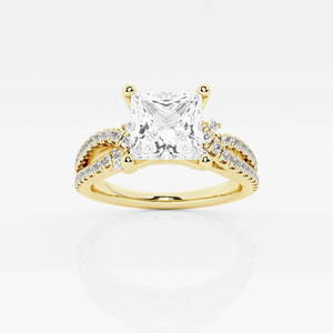 2 1/2 ctw Princess Diamond Petite Bow Engagement Ring 14K Yellow Gold